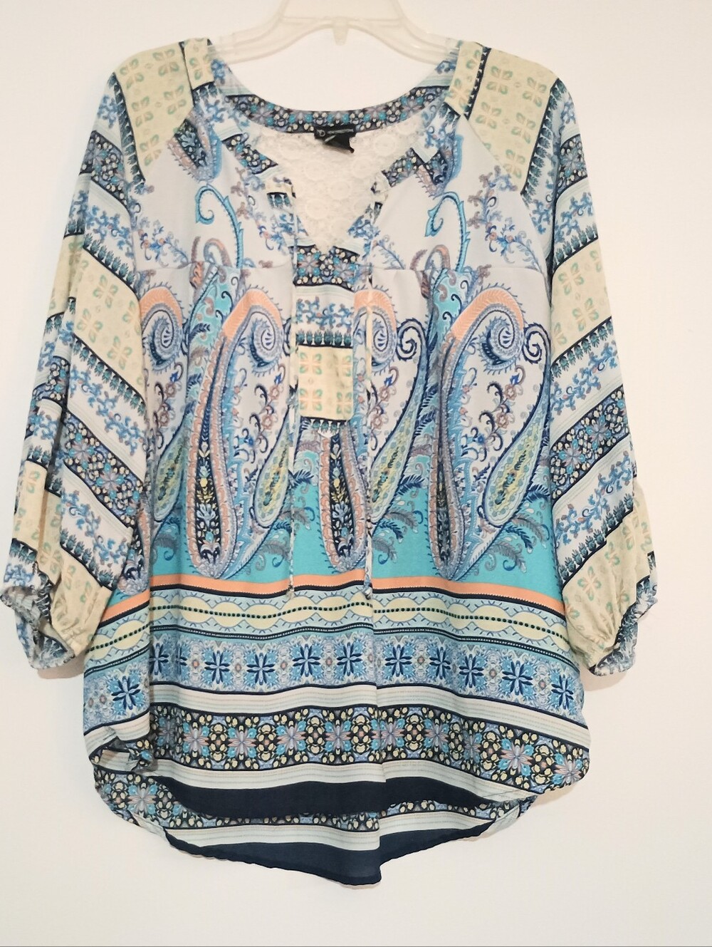 new directions Blue Paisley Print Tunic Top